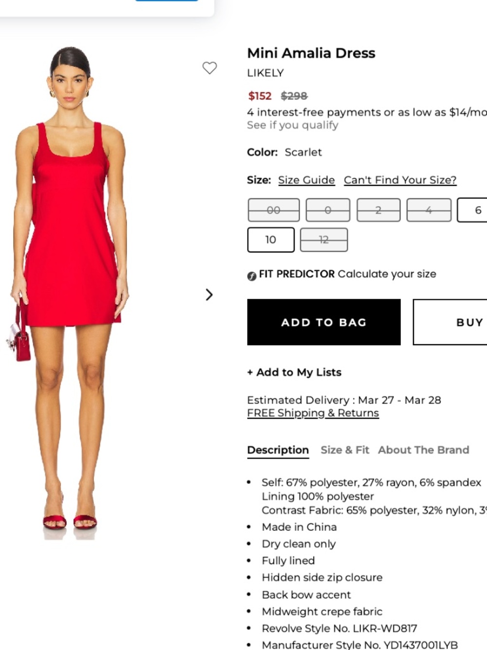 Mini Amalia Dress from Revolve